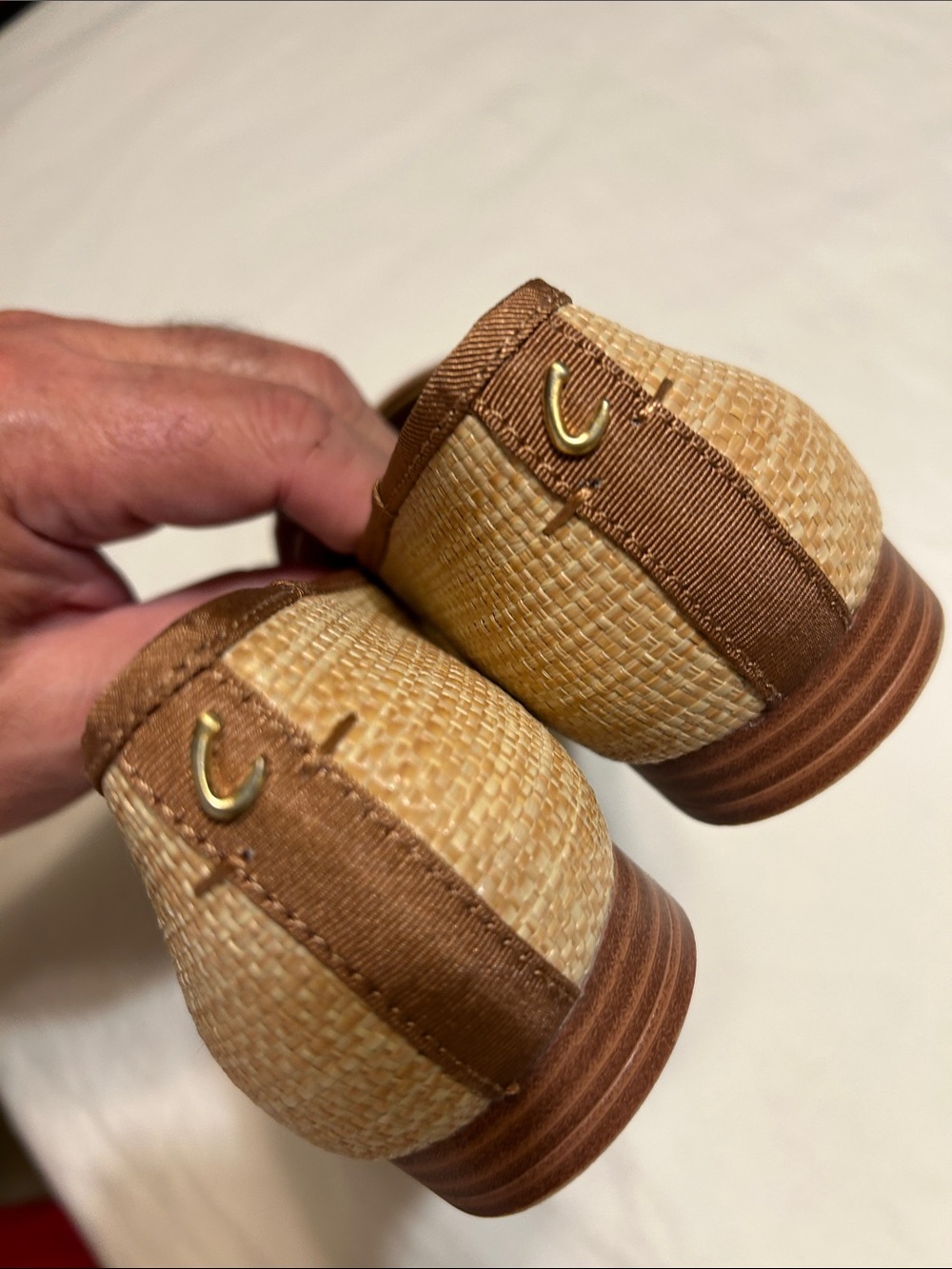 Sam Edelman Tan Woven Slip-On Loafers with Brown Trim - Picture 7 of 10